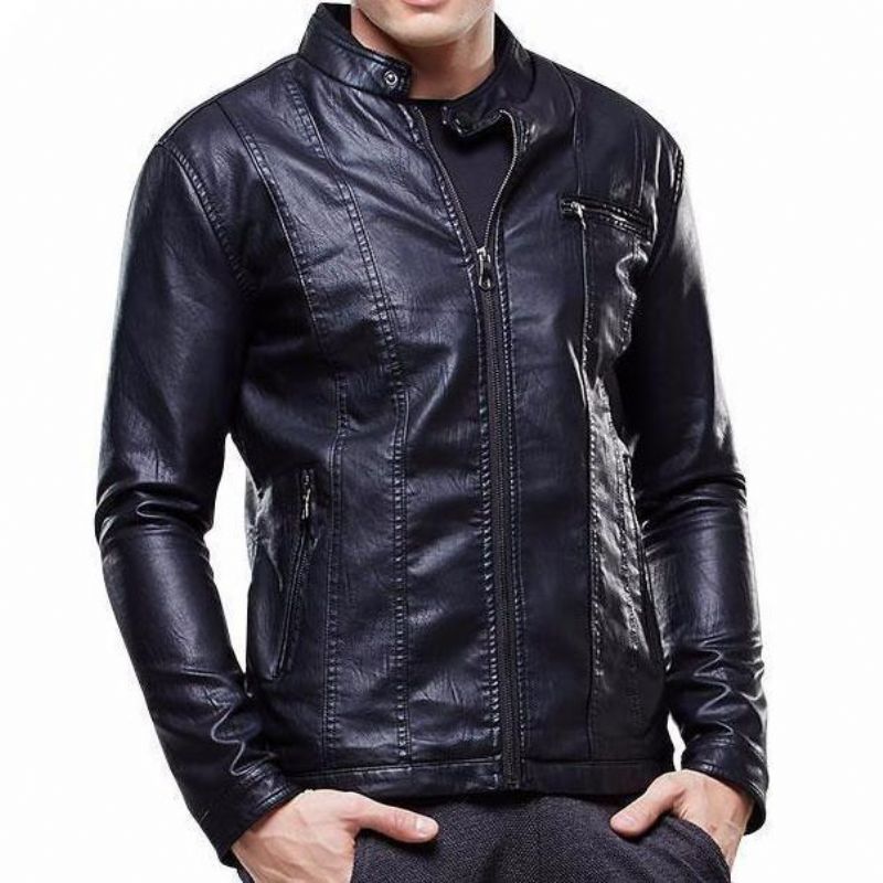 Δερμάτινο Μπουφάν Biker Style Slim Fit Pu