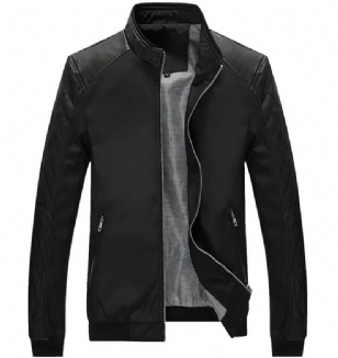 Επιχείρηση Pu Δερμάτινο Slim Jacket