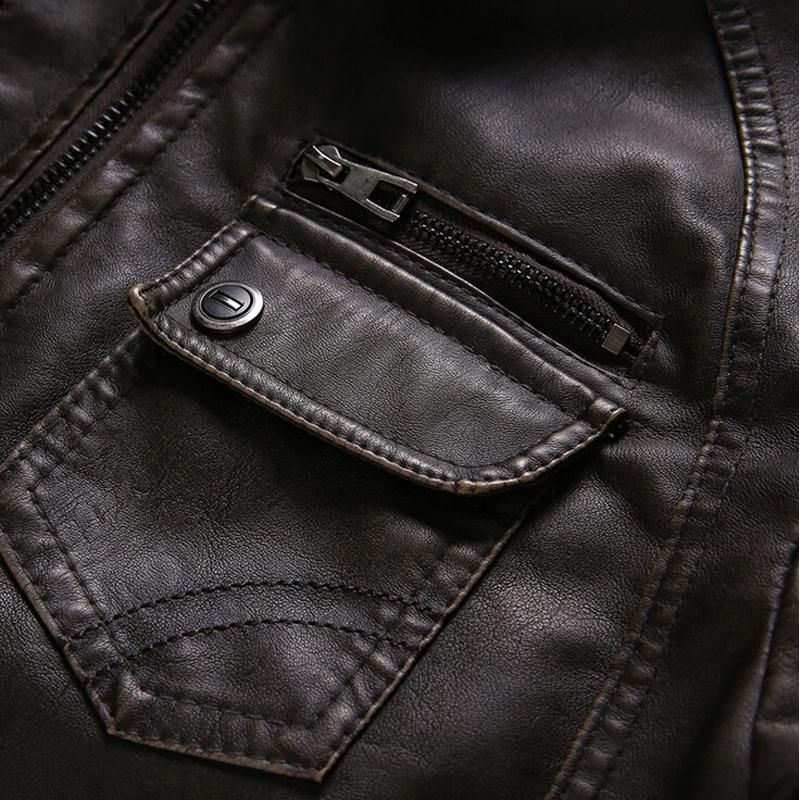 Μπουφάν Thicken Washed Leather Windbreaker Jacket