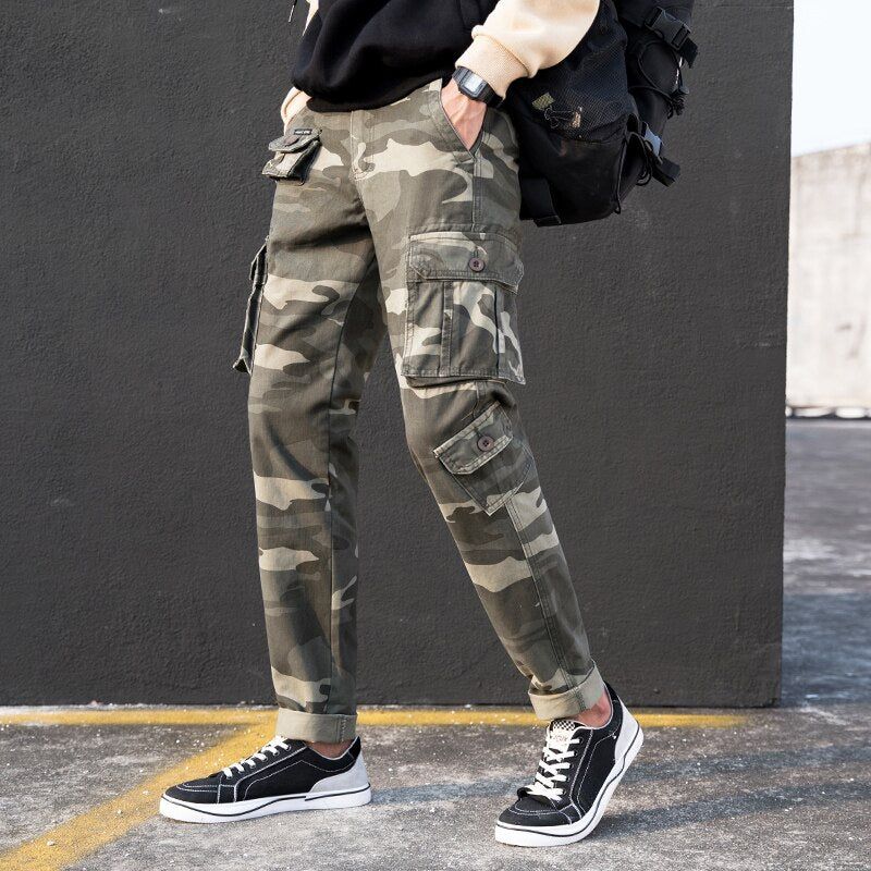 Σχεδιαστικό Παντελόνι Cotton Camo Cargo