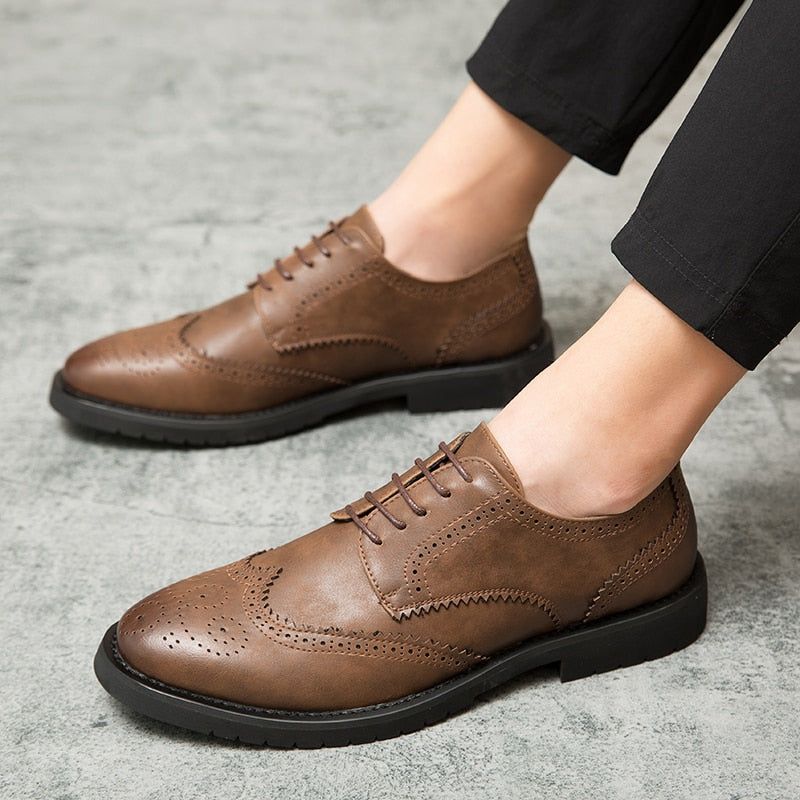 Ανδρικά Παπούτσια Brogue British Casual Δερμάτινα Φόρεμα