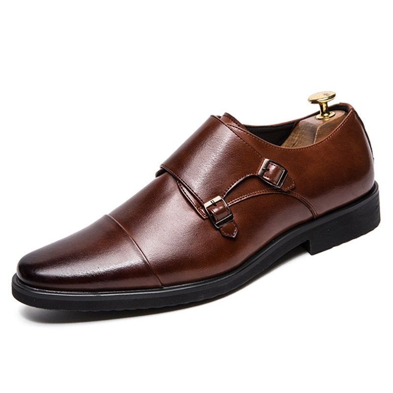 Δερμάτινα Παπούτσια Φόρεμα Με Διπλό Monk Strap Oxford