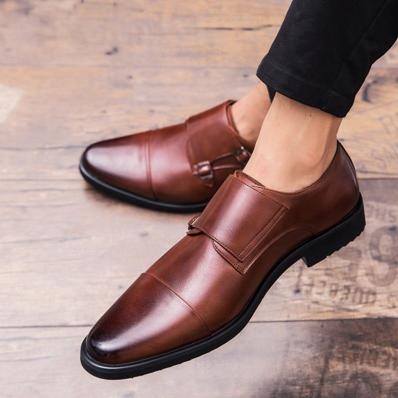 Δερμάτινα Παπούτσια Φόρεμα Με Διπλό Monk Strap Oxford