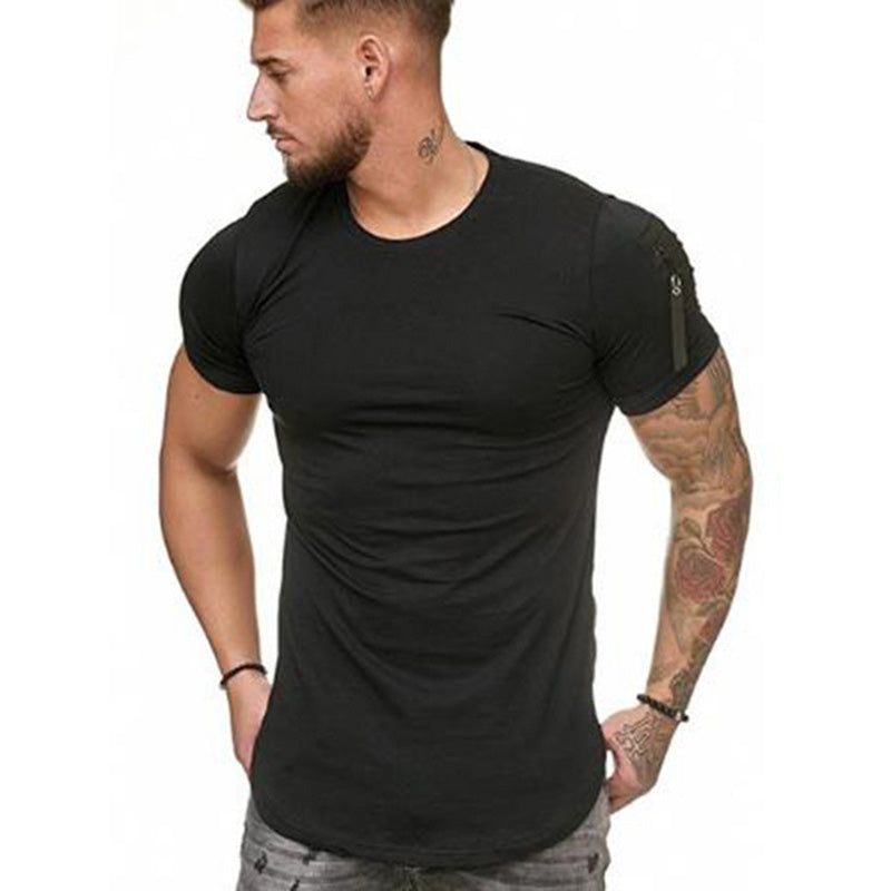 Brand Zipper On Shoulder T-shirt