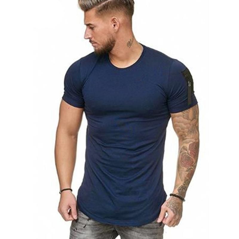 Brand Zipper On Shoulder T-shirt