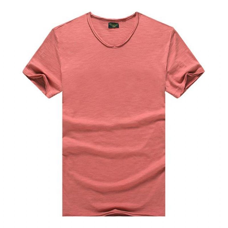 Μπλουζάκι Από Καθαρό Βαμβάκι Με V-neck Slim Fit