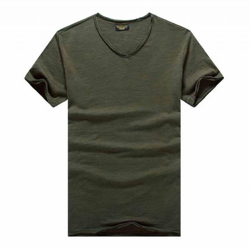 Μπλουζάκι Από Καθαρό Βαμβάκι Με V-neck Slim Fit