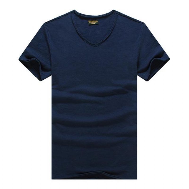 Μπλουζάκι Από Καθαρό Βαμβάκι Με V-neck Slim Fit