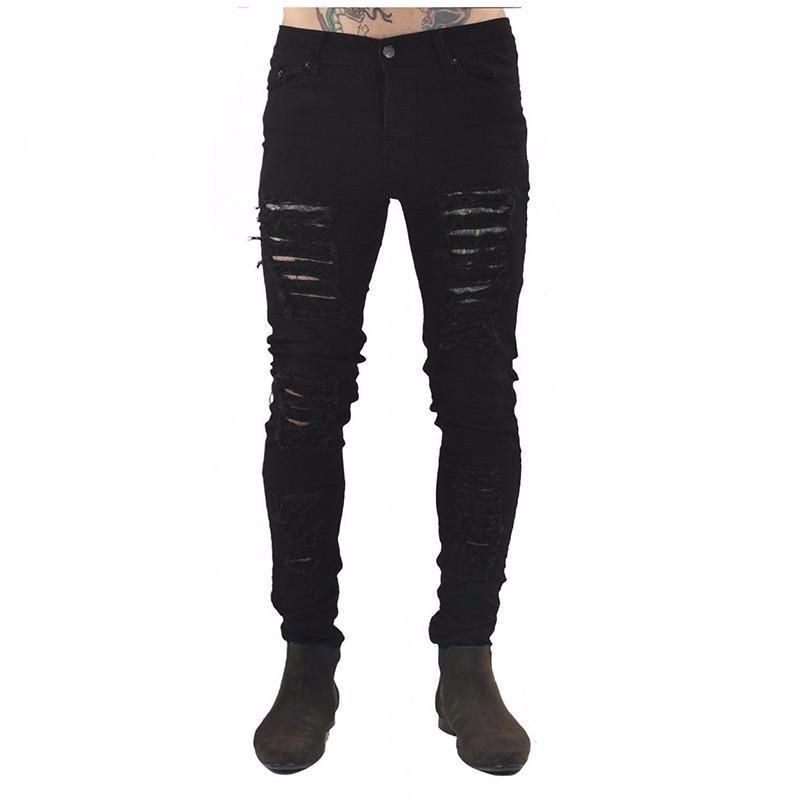 Hip Hop Swag Distressed Slim Jeans 3 Χρωμάτων