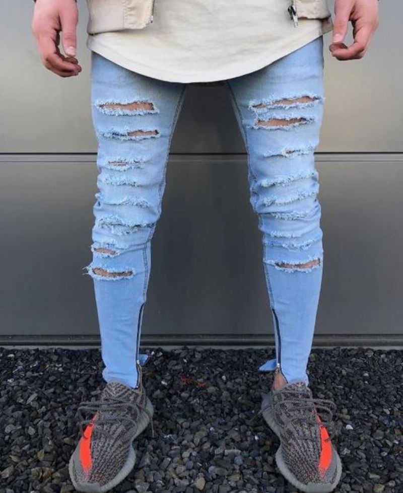 Hip Hop Swag Distressed Slim Jeans 3 Χρωμάτων