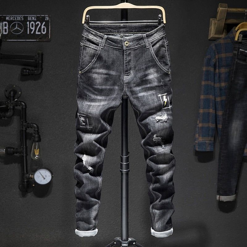 Slim Fit Distressed Streetwear Jeans