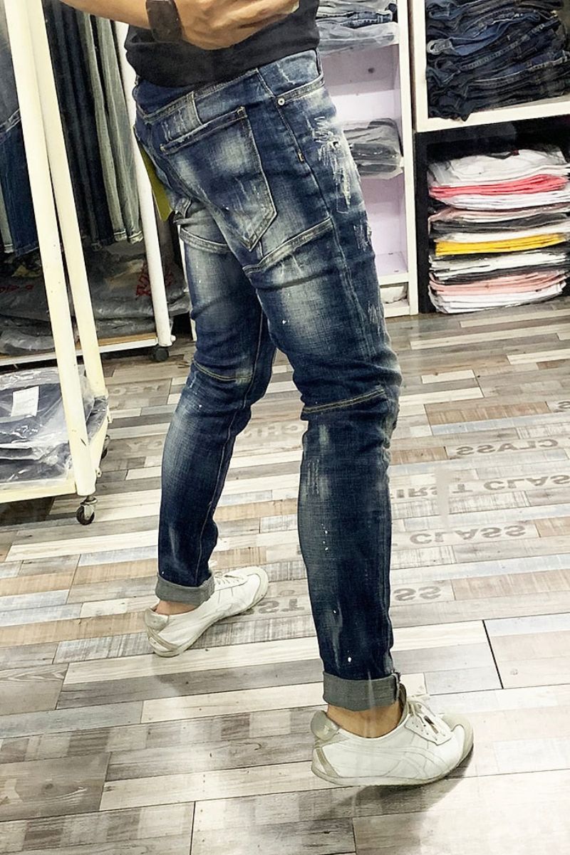 Slim Fit Spliced Designer Ripped Jeans