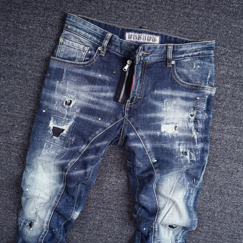 Slim Fit Spliced Designer Ripped Jeans