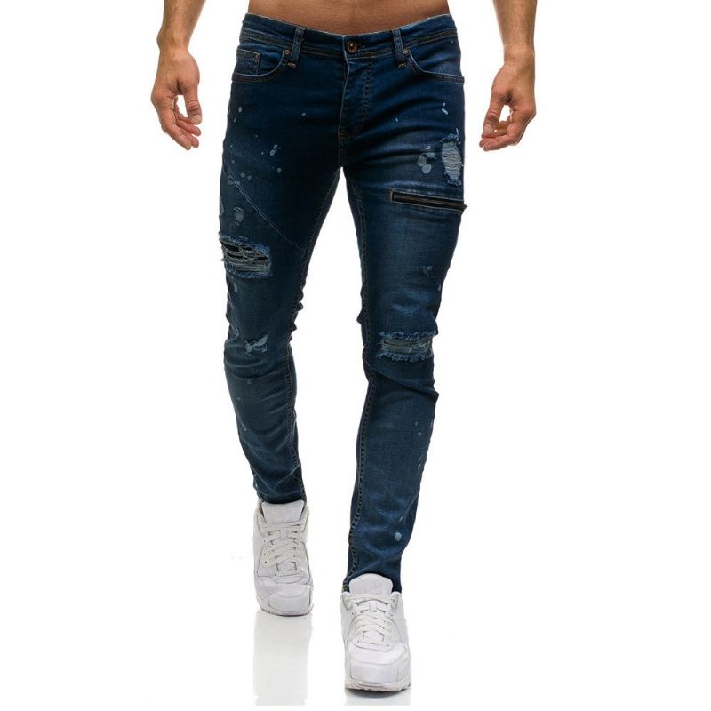 Stylish Holes Skinny Denim Jeans