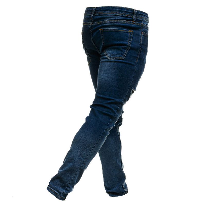 Stylish Holes Skinny Denim Jeans