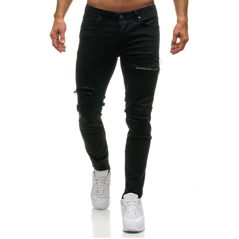 Stylish Holes Skinny Denim Jeans